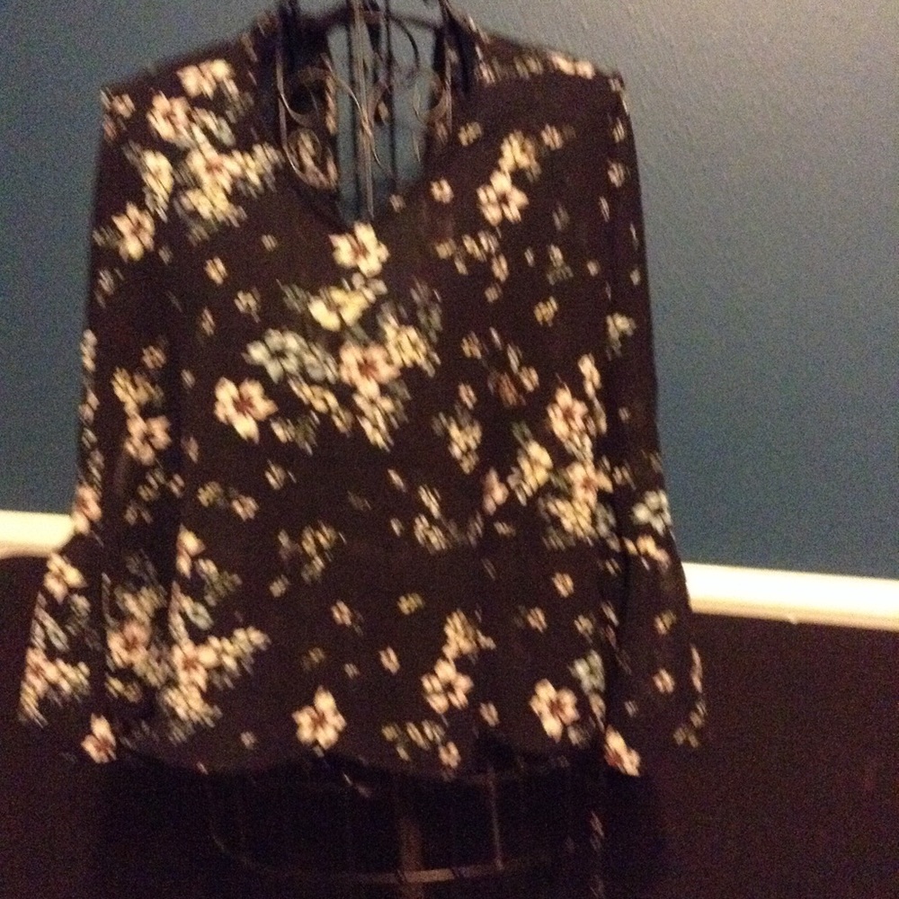 Black floral shirt